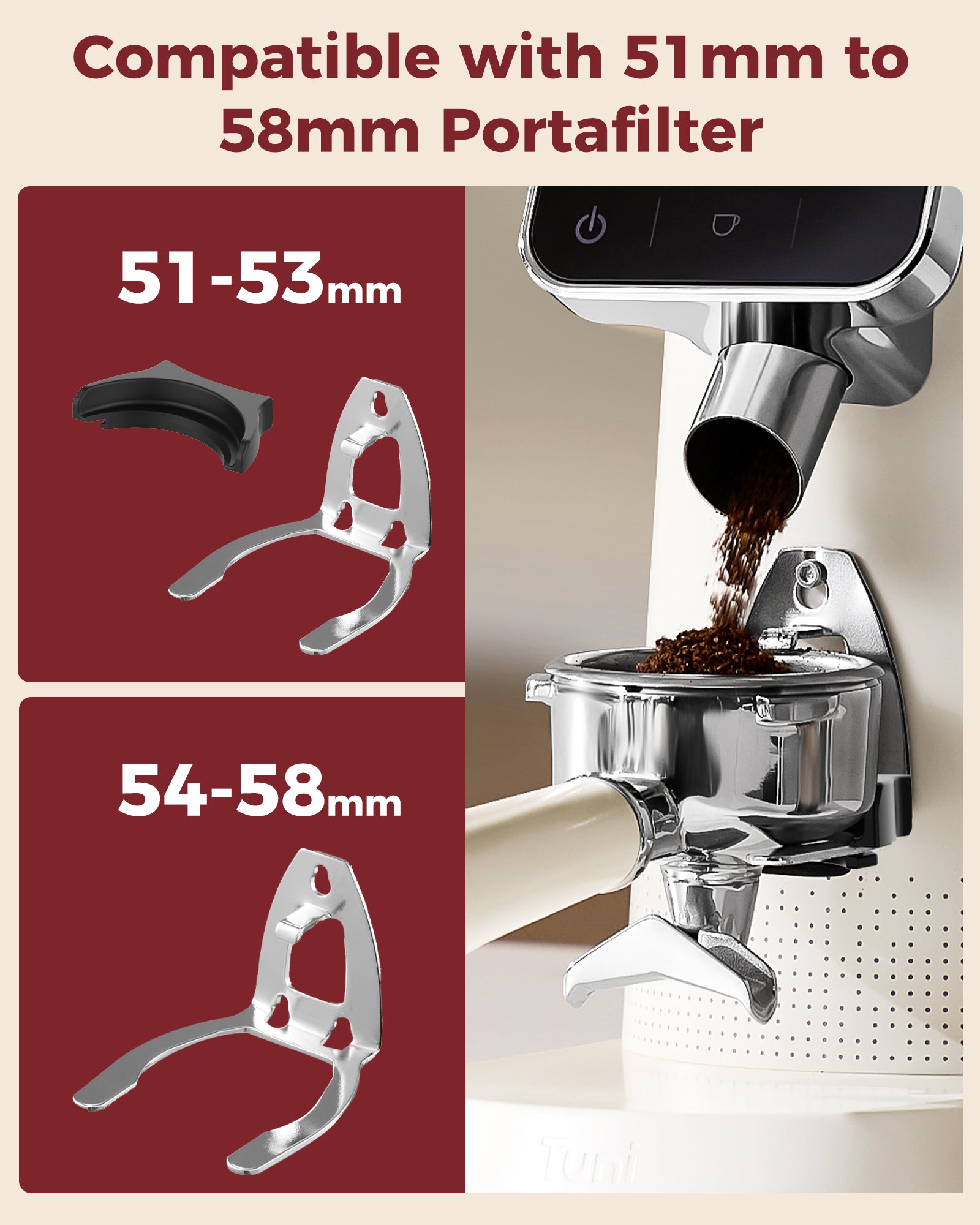 E2 Gen3 Espresso Machine with G2 40mm Conical Burr Grinder | TUNI E2+G2 Ivory