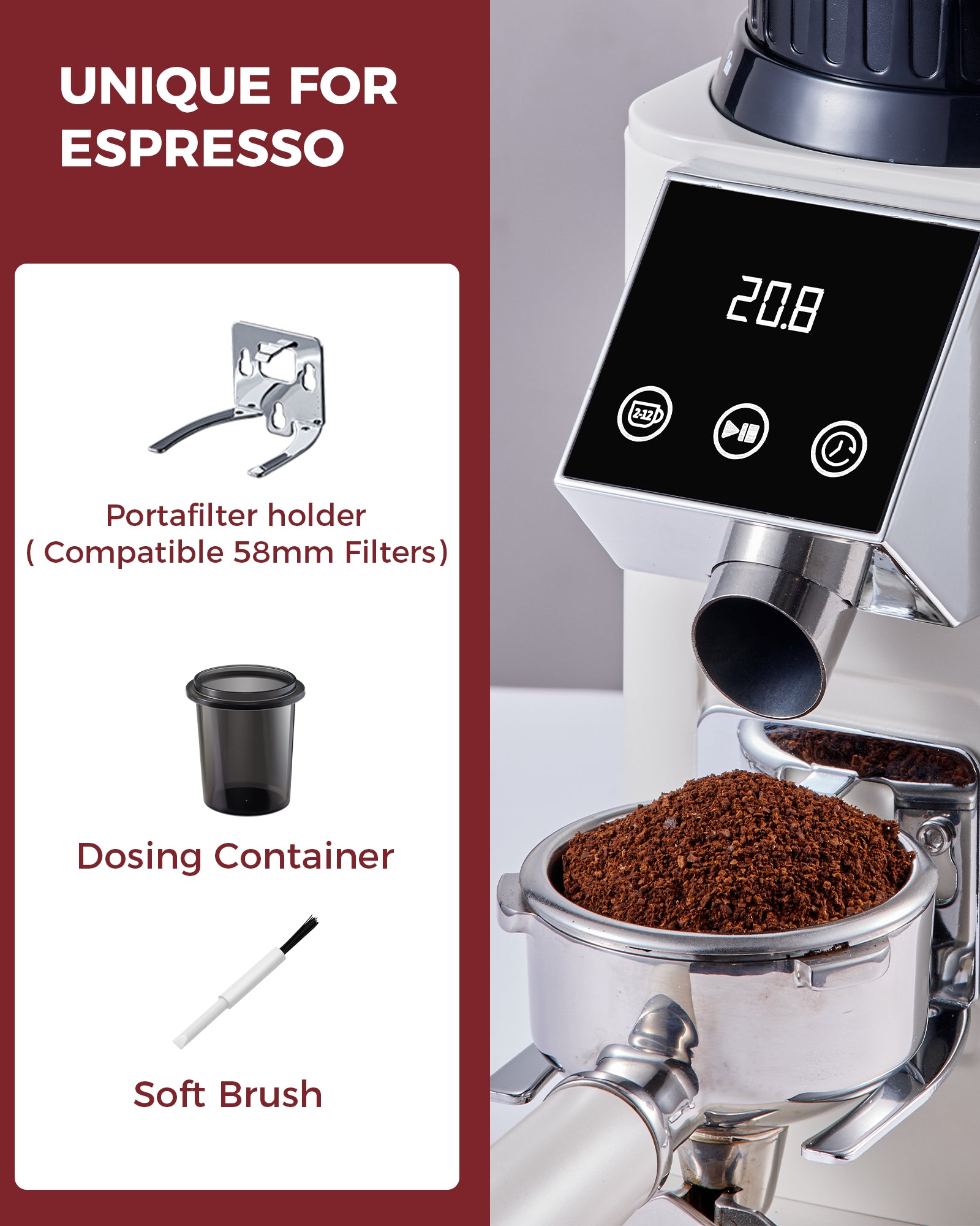 TUNI E2 Gen3 Starter Set(Ivory) - Espresso Machine with G1 Conical Burr Grinder