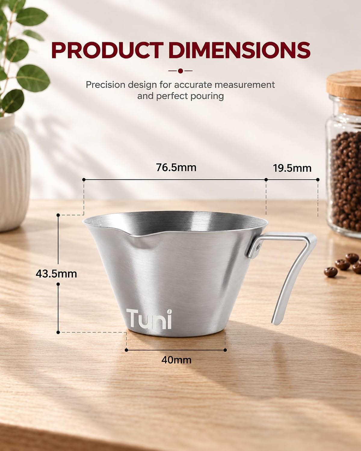 3.4oz/100ml Stainless Steel Espresso Shot Cup | TUNI