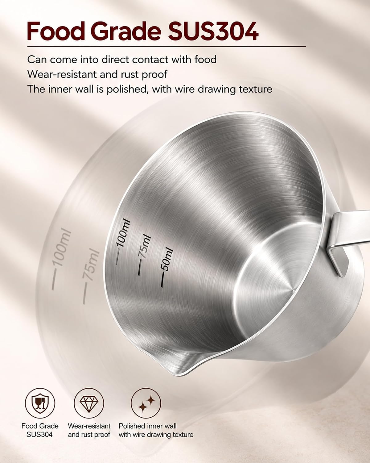 3.4oz/100ml Stainless Steel Espresso Shot Cup | TUNI