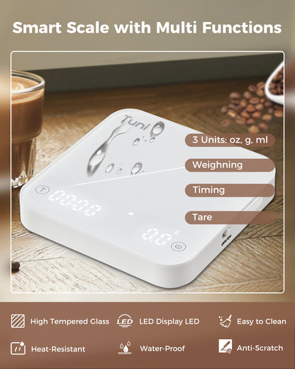 Coffee Scale with Timer, 0.1g Accurate Digital Espresso Scale| TUNI