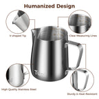 12oz/350ml Milk Frothing Pitcher Milk Jug Steaming Cup | Stainless Steel | Tuni