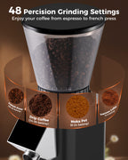 Pre Sales! 48Grinding Setting Conical Burr Espresso Grinder| TUNI Noir