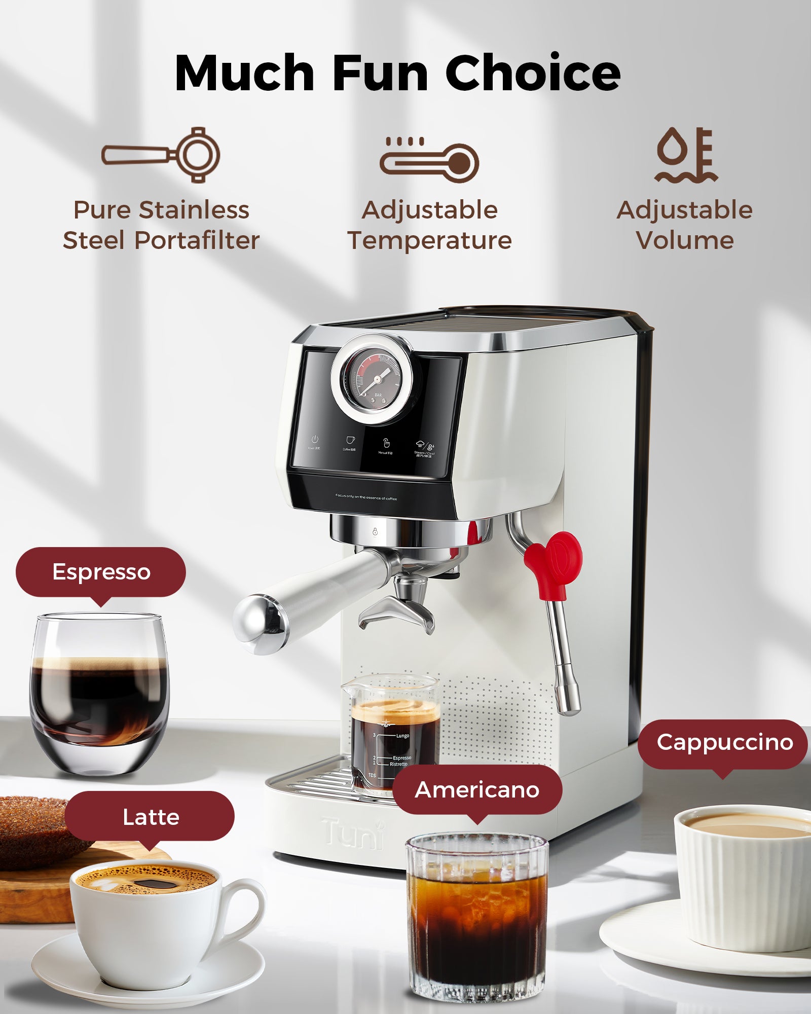 G2 Conical Burr Grinder with E2 Espresso Machine | TUNI E2+ G2 Combo