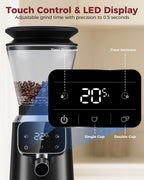70 Grinding Setting 40mm Conical Burr Grinder Espresso Coffee Bean Grinder | TUNI G2 Black