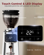 Flat Burr Grinder, 64mm Espresso Grinder 100 Grinding Setting Coffee Grinder| TUNI G3 Sliver