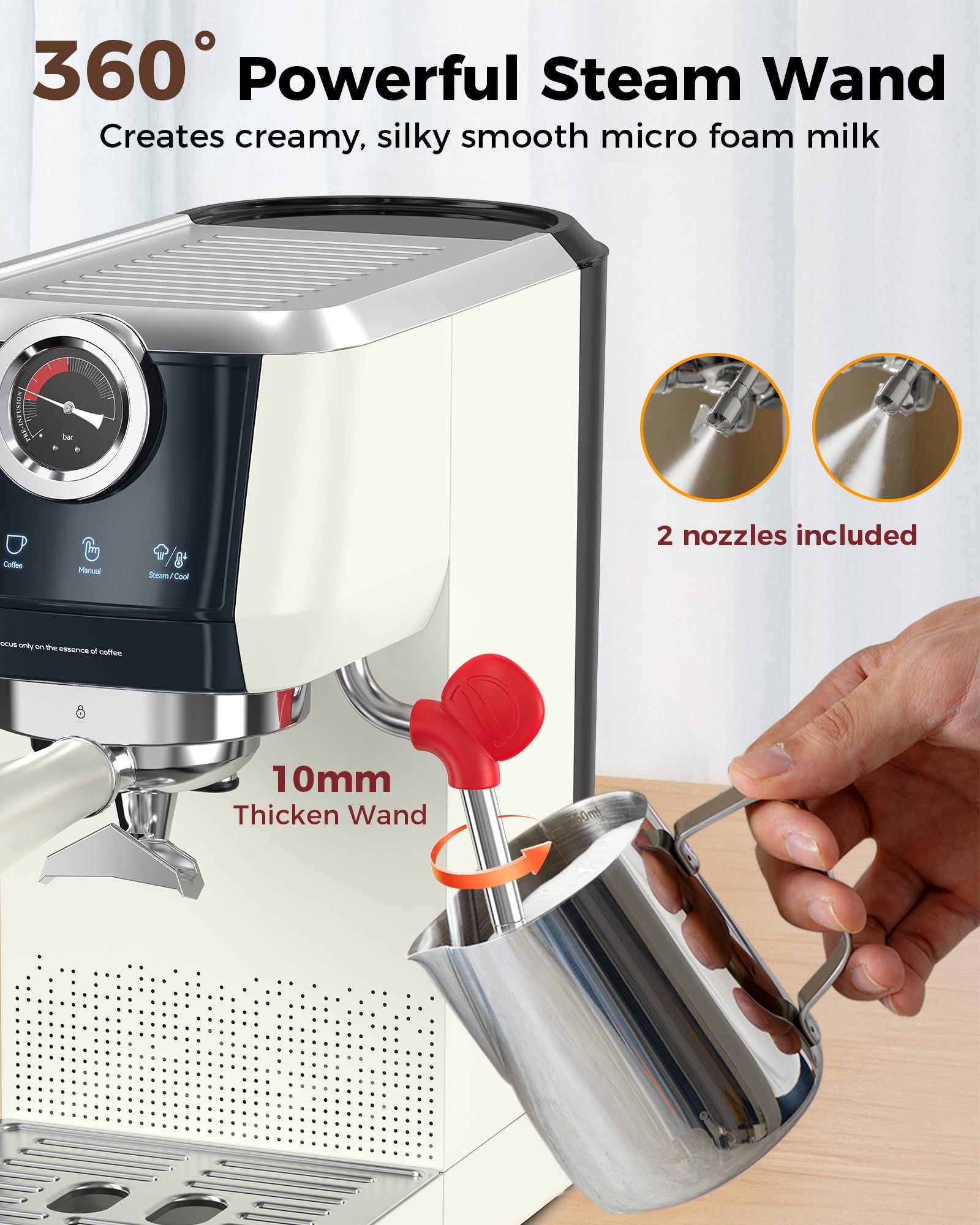 Espresso Machine with Espresso Grinder|E2+G1 Noir