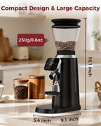 70 Grinding Setting 40mm Conical Burr Grinder Espresso Coffee Bean Grinder | TUNI G2 Black