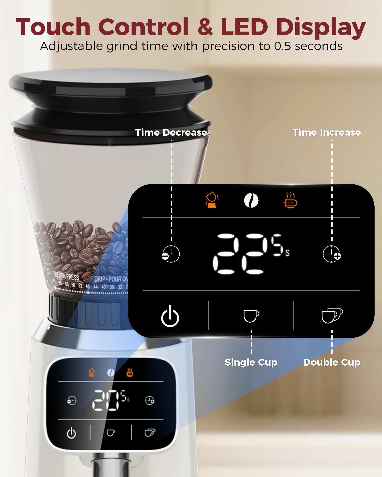 70 Grinding Setting 40mm Conical Burr Coffee Grinder | TUNI G2