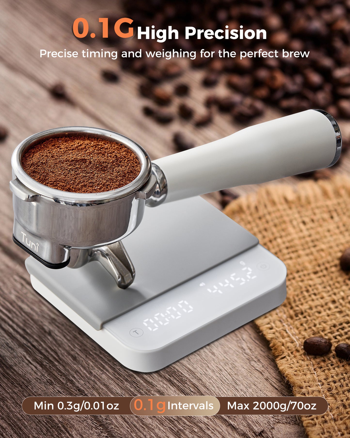 Coffee Scale with Timer, 0.1g Accurate Digital Espresso Scale| TUNI