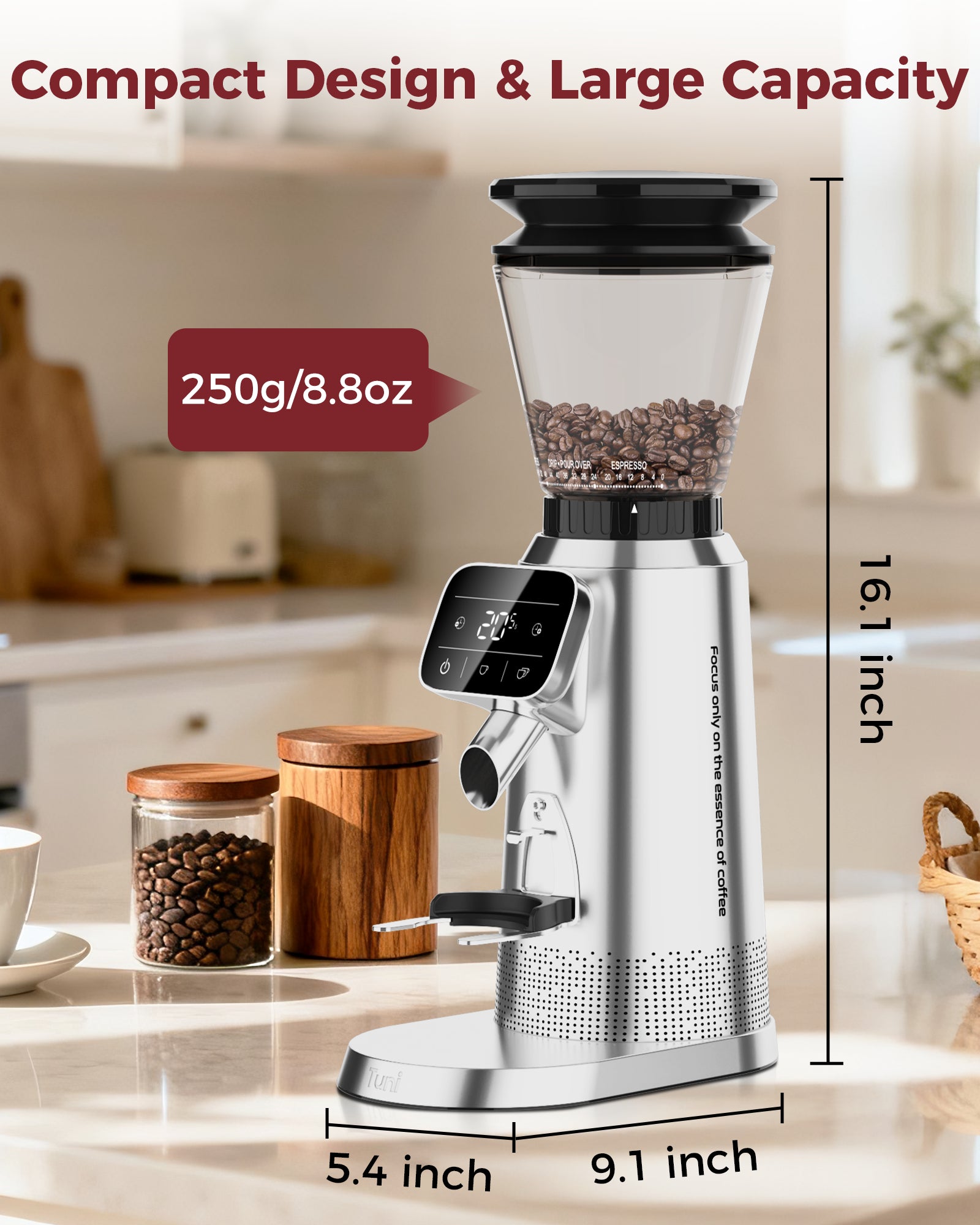 70 Grinding Setting Espresso Coffee Bean Grinder | TUNI G2 Sliver