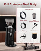 64mm Flat Burr Grinder, 100 Adjustable Griding Setting Espresso Coffee Bean Grinder | TUNI G3 Black