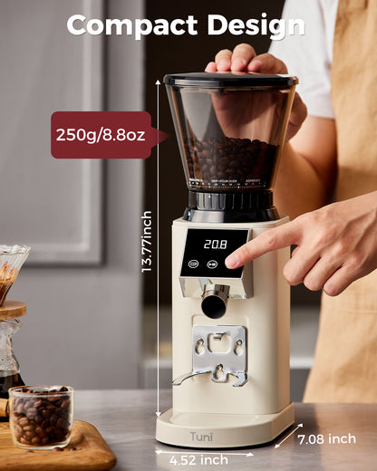 Burr grinder compact design