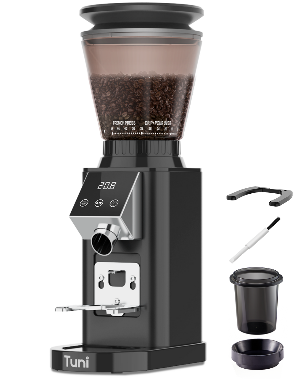 Pre Sales! 48Grinding Setting Conical Burr Espresso Grinder| TUNI Noir