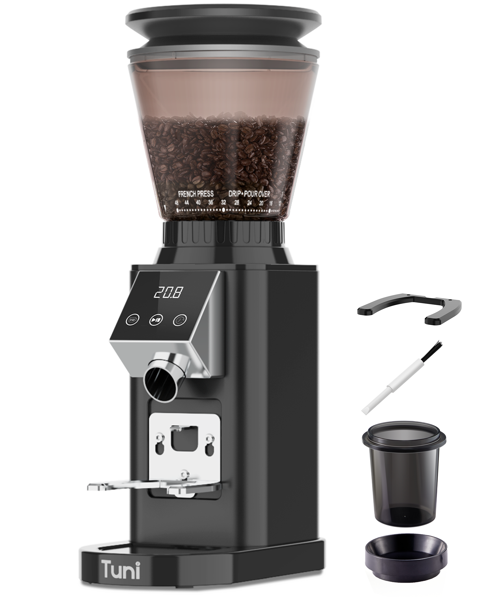 Pre Sales! 48Grinding Setting Conical Burr Espresso Grinder| TUNI Noir