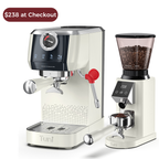 20Bar Espresso Machine with 48 Grinding Burr Grinder, Ivory| TUNI Combo