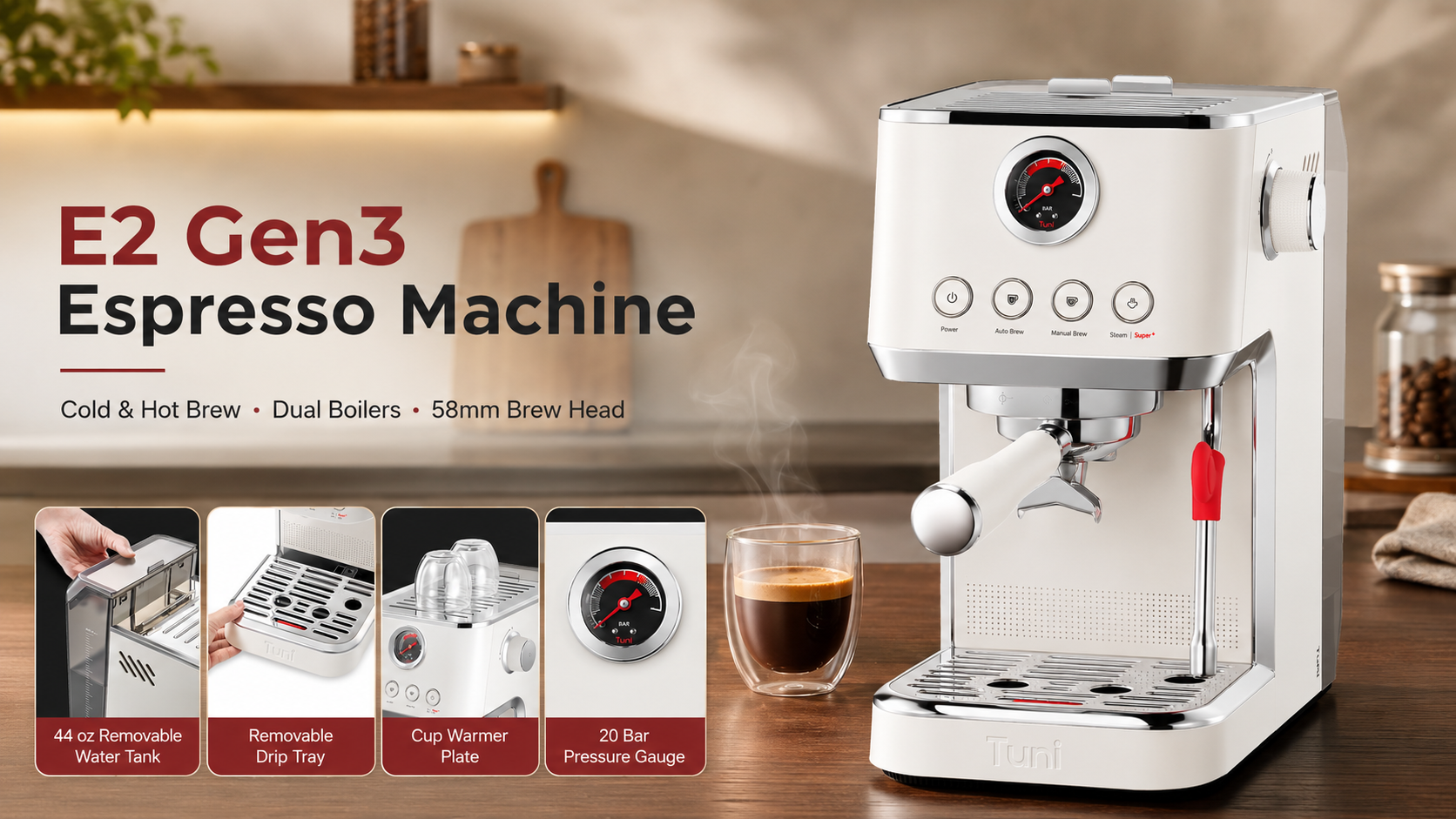 TUNI E2 Gen3 semi automatic espresso machine