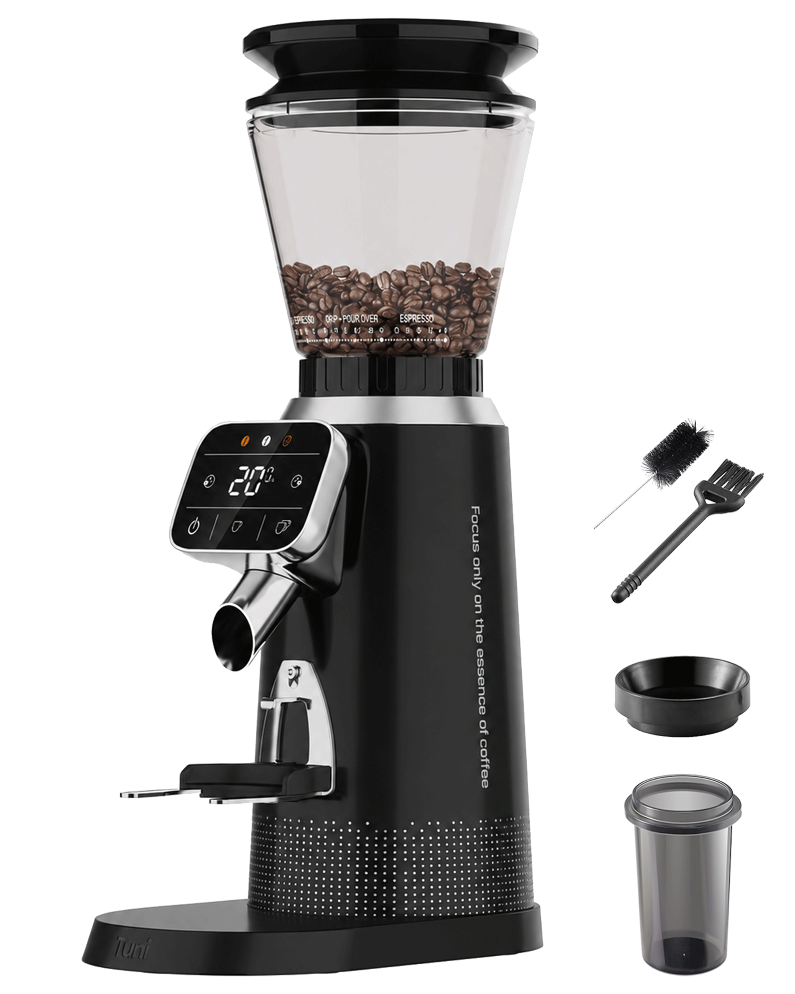 70 Grinding Setting 40mm Conical Burr Grinder Espresso Coffee Bean Grinder | TUNI G2 Black