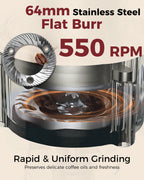 TUNI G3 64mm flat burr grinder 100 grinding espresso beans