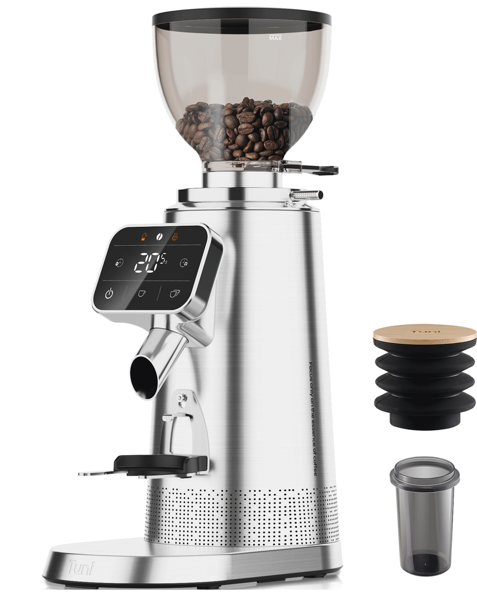 Flat Burr Grinder, 64mm Espresso Grinder 100 Grinding Setting Coffee Grinder| TUNI G3 Sliver