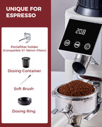 40mm Conical Burr Grinder, 48 Grinding Setting Espresso Grinder| Tuni G1 Sliver