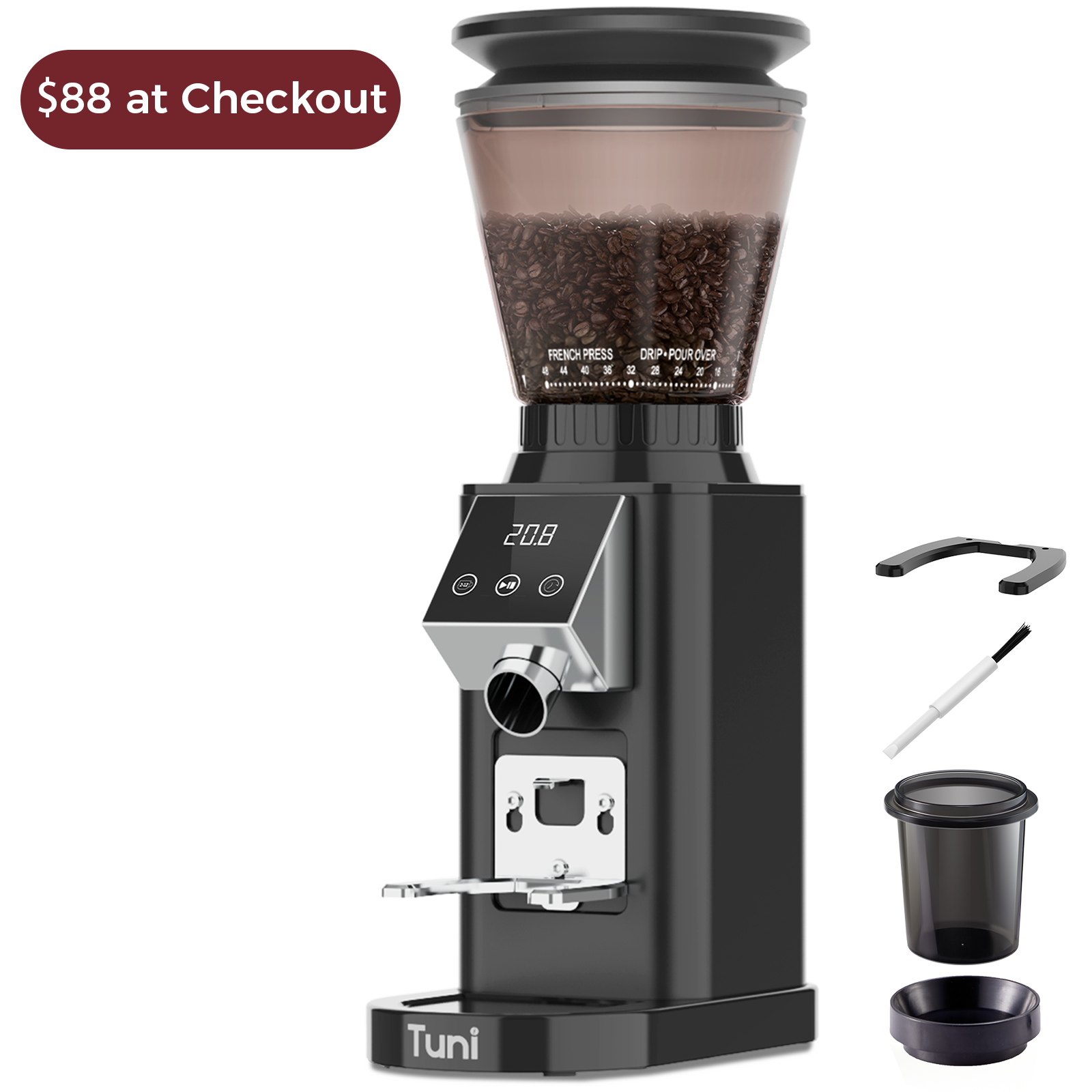 48Grinding Setting Conical Burr Espresso Grinder| TUNI Noir