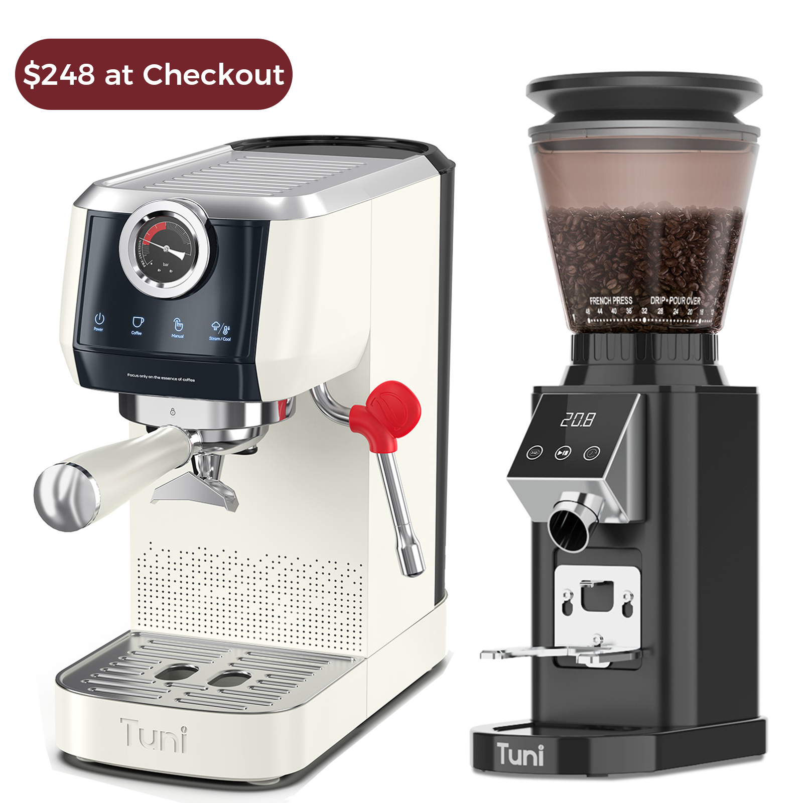 Espresso Machine with Espresso Grinder|E2+G1 Noir