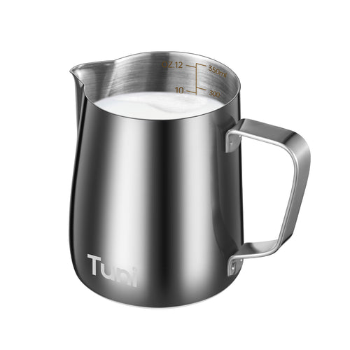 12oz/350ml Milk Frothing Pitcher Milk Jug Steaming Cup | Stainless Steel | Tuni