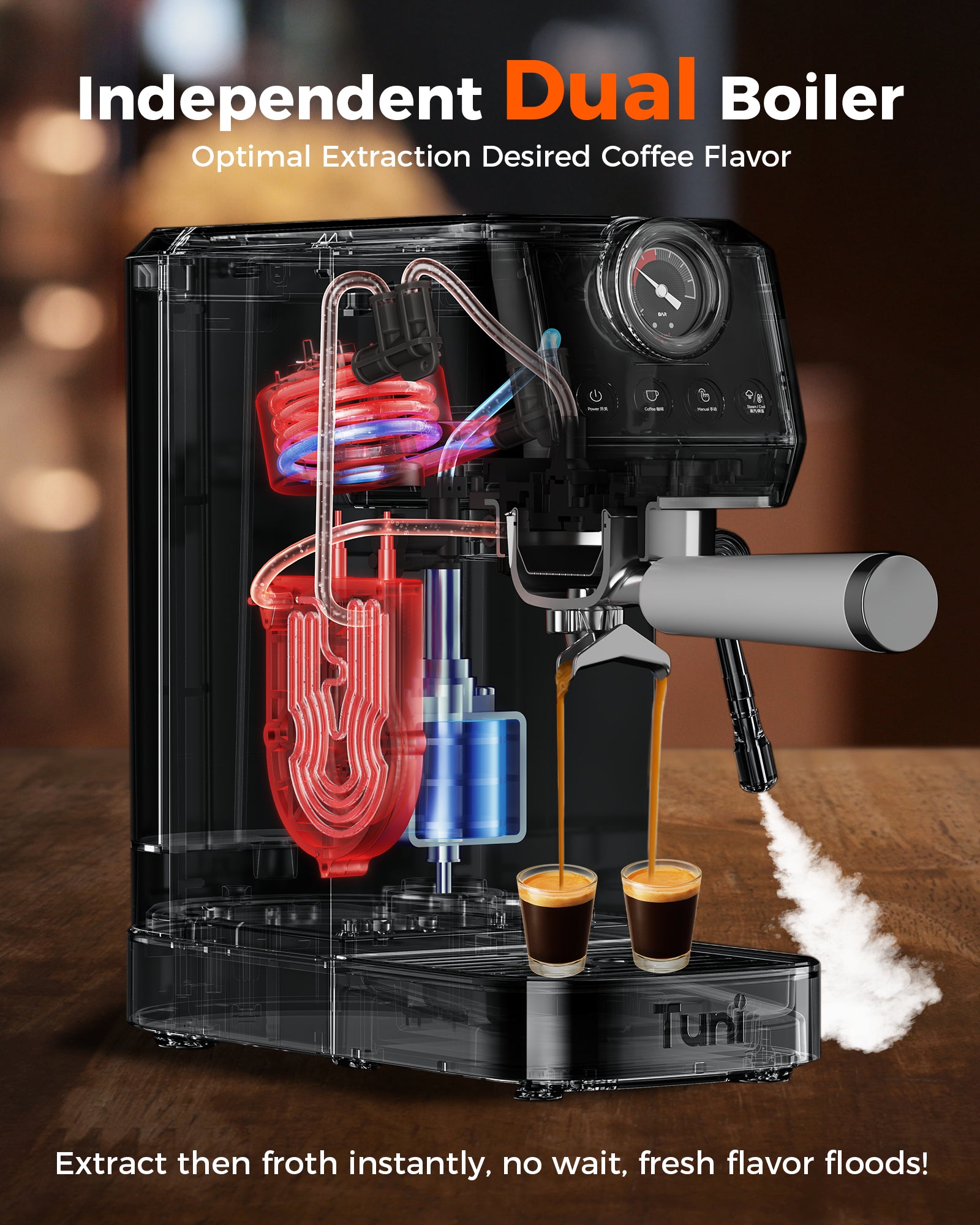 [Upagrade] E2 Espresso Machine Dual Boiler 58mm Brew Head With 20Bar Pump | Tuni