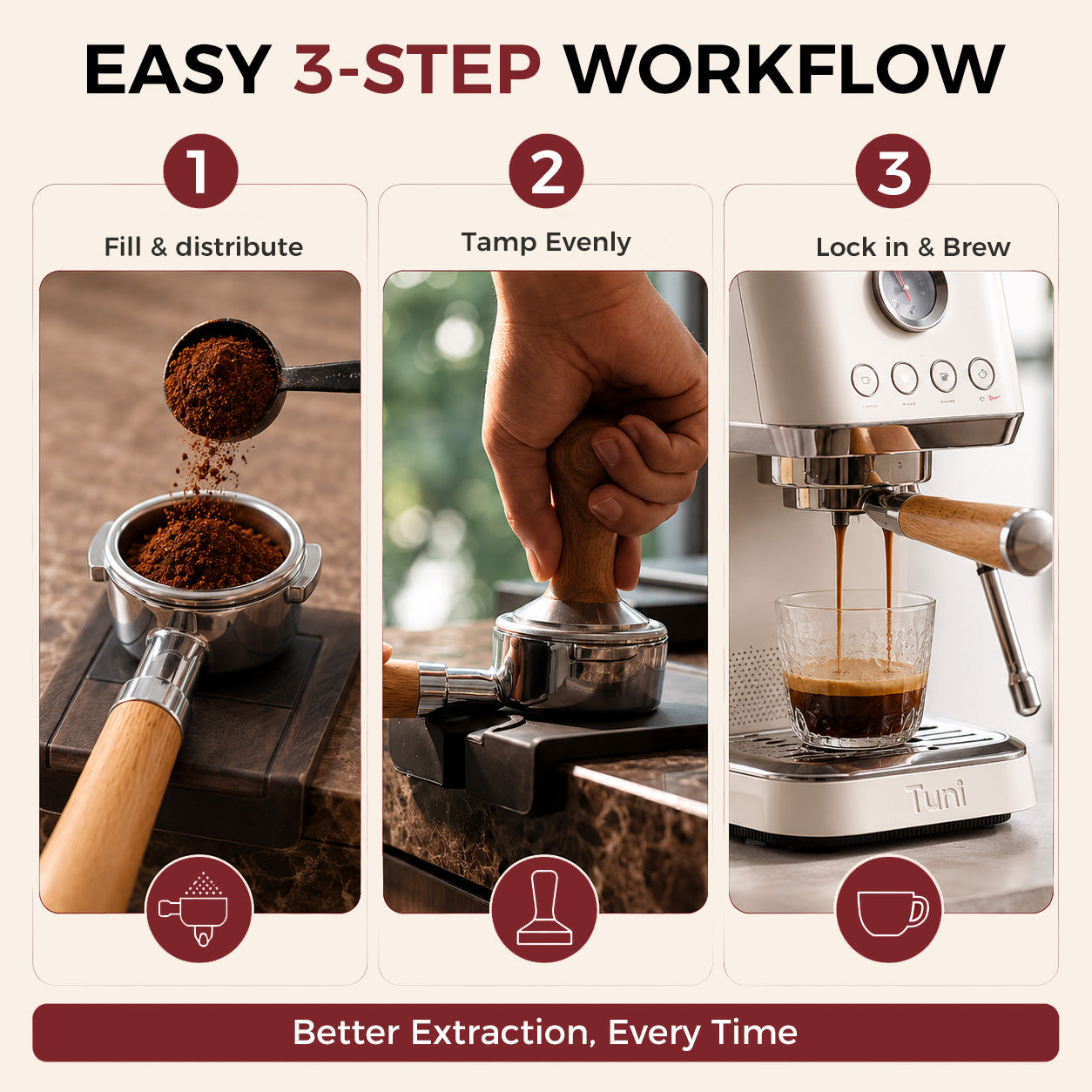 Pre-Sales! TUNI 58mm Bottomless Portafilter, 2-Ears Fits E2 Gen3
