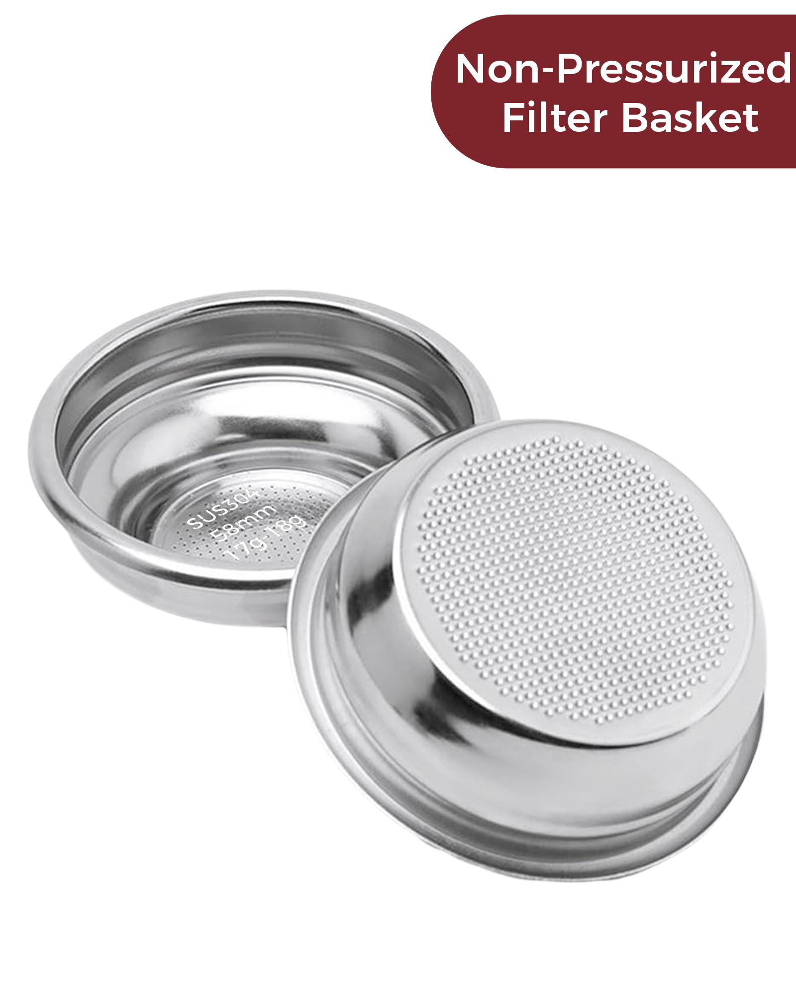 2pcs 58mm Single Wall Filter Basket, 17-18g Non Pressurized Portafilter Basket for E2