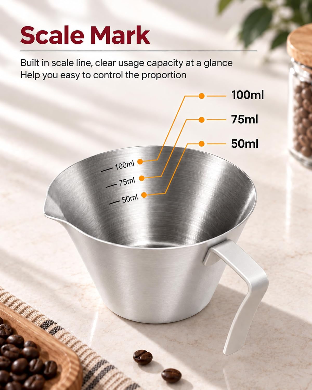 3.4oz/100ml Stainless Steel Espresso Shot Cup | TUNI