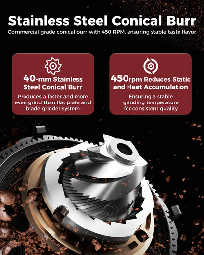 stainless steel conical burr grinder
